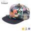 Cheap 6 panel floral snapback hat with leather patch