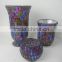 Patterned glass mosaic hurricane vase