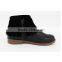Choozii 1958-F-2B Girls Gender Pure Black Leather Winter Fringe Half Boots With Zipper