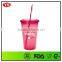 bpa free 16 ounce double wall plastic straw drinking cups