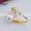 Latest design natural pearl ring Akoya pearl ring 7-7.5mm 18k gold unique pearl rings