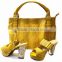 Italian design shoes and bags pu leather shoes and bag set 2016