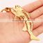 Gold and silver Jurassic pendant necklace stainless steel Fish stand charm necklace biker chain neceklace