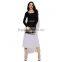 Pretty steps 2015 silver grey Flaired ong cotton midweight womens skirt bottoms design plus size