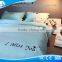 100% cotton 4pcs Korean style blue Puff bedding sets for girls