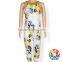 Round Collar Sleeveless Girls Romper Summer Yellow Branch Floral Cotton Baby Rompers