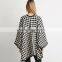 Women's Vintage Casual Oversized Batwing Print Cape Poncho Trench Coat Outwear