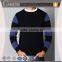 Navy stripes long sleeve fine knit crew neck cotton sweater pullover male