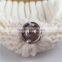 Myfur Elegant 30% Wool Knitted Striped Beanie Hat with Real Raccoon Fur Pom Pom