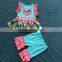 LY-041 persnickety fashion style blue sleeveless ruffle dress ruffle shorts clothing set boutique baby toddler clothing 2016