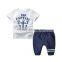Wholesale summer cotton printing boys kids clothes clothing set
