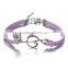 2PCs Silver Skull Music Note Faux Suede Leather Cord Charm Bracelets