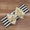 In stock baby large bow turban headband , girls gold sequin bow headband M5062409