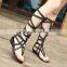 B13350A sexi lady bandage knee high boosting sandals boots