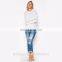 New arrival long sleeve loose high necklin white wholesale jumper