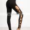 Latest Design Black Cutout Lattice Detail High Waist Leggings