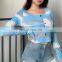 New Arrival Sexy Ladies Long Sleeve T-shirts Women Tie Dye Autumn Crop Tops
