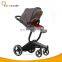 OEM luxury high view 3 in 1 PU leather waterproof baby stroller