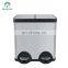Hot Sale 40L/50L Stainless Steel Pedal Type Recycling Bin two compartment trash can