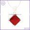 925 Sterling Silver Yellow Square Stone Pendant Necklace For Ladies