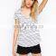Ladies Short Sleeve Knit Cotton Wholesale Striped T-Shirt women wear