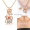2016 latest mix elements design monkey and crown pendant crystal gold necklace for women
