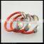 LFD-B0027 Wholesale For Women Natural Pearl Pave Rhinestone Crystal Leather Bangles Bracelet in Red Color Jewelry Finding
