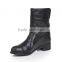 Female fashionable leather boots women short boots double zipper back buckle custom boots women flat chunky boots