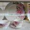 42pcs large decaled fine china dinner ware stock, super white dinner set stock 6 people dishes set