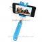 High margin products mini wired monopods with cable Christmas promotional gifts rainbow selfie stick with aux cable