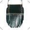 STUDDED FAUX LEATHER FRINGE MESSENGER BAG