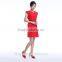Free sample supply simple red color one piece formal dress patterns for ladies
