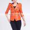 New style women pu leather jacket softshell fashion button-up blazer