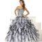 Classic Designer Ball gown Sweetheart Black and White Sexy Leopard Western Quinceanera Dresses with detachable skirt CYQ-004