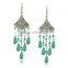 2016 Fashion New Bohemia Bead Pendant Gypsy Style Turquoise Tassel Long Dangle Earrings