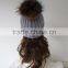 New Design custom cheap fashion winter hat with raccoon fur pompom