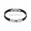 Wholesale New Arrival Stainless Steel Black Silicone Bangles With Clasp