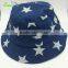 5 stars denim fabric custom made bucket hat fisherman hat for women