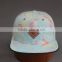Customized 100% Polyster 6-panel snapback cap with leather patch