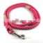 Rope Dog Leash -Durable Nylon Cotton Rope one Hooks Walking Dual Dog Leash- Fuschia Pink