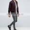 High Quality New Design Durable Zip Fastening Baseball Collar 100% Cotton Sweat Burgundy Casual Men Sport Solid Bomber Jacket