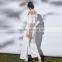 Oem Service 2016 Wholesale Women White and Black Off Shoulder Belted Wide Leg Jumpsuits