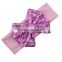 Baby girls elastic hair sequin bows shiny large bow headband headwraps bands for hair