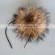 Natural color jumbo raccoon fur pompom accessory hairband hair hoop