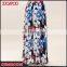 New Print Design Women Elegant Long Chiffon Maxi Skirt Navy Blue Floral Print Maxi Skirt