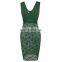 Grace Karin Sexy Sleeveless V-Neck U-Back Hips-Wrapped Bodycon Tight Short Dark Green Cocktail Dress GK001082-3
