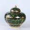 European Simple Style Green Abstract Painting Cylinder Ceramic Storage Vases Sets With Rould Lid For Study