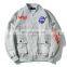 Factory Direct Wholesale Embroidered Mens Clothing Hip Hop Satin Coat Custom Nasa Bomber Jackets Zip Up Thick Jacket for Winter