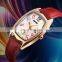 New high-grade embossed leather women fashion bracelet quartz wristwatch