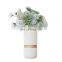 Simple Cylinder Shape White Ceramic Desktop Table Matte Vase With Gold Silver Line Gift For Wedding